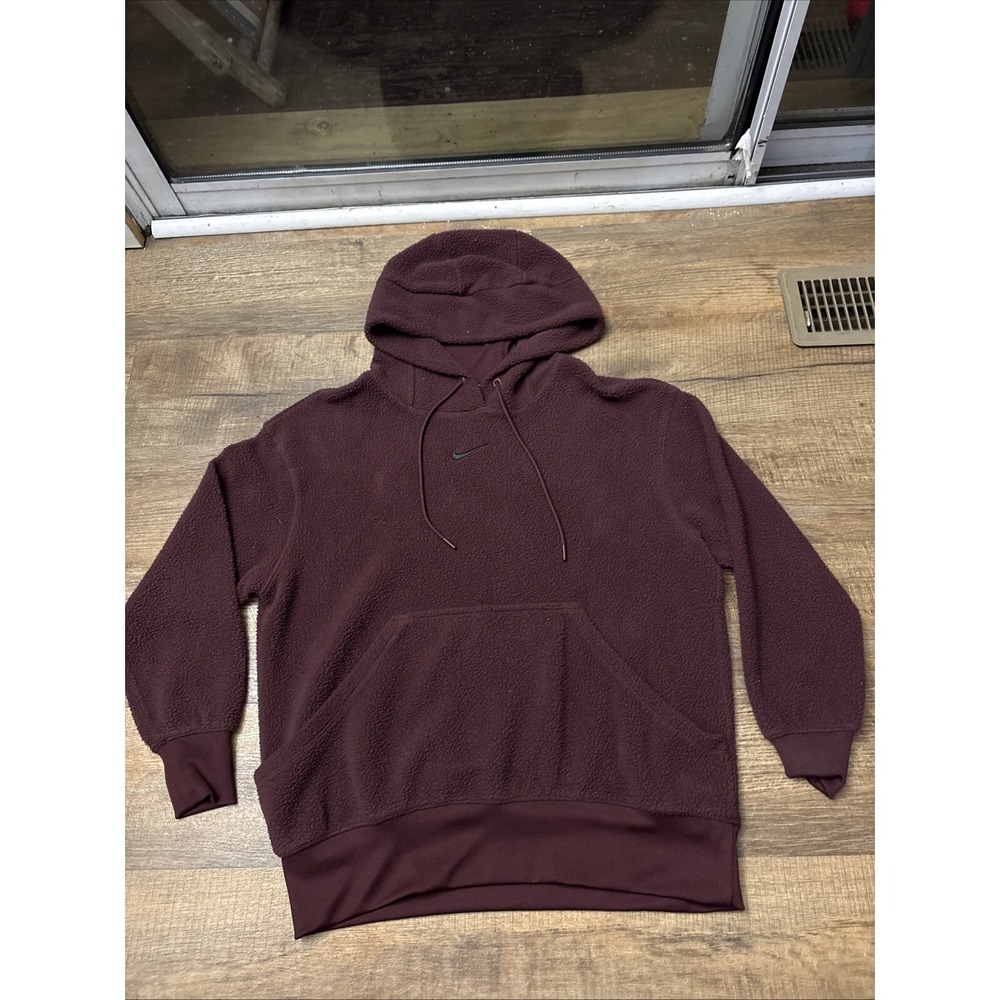 Nike Plush Fleece Pullover Hoodie Sportswear Women Size S Burgundy DQ6840-652